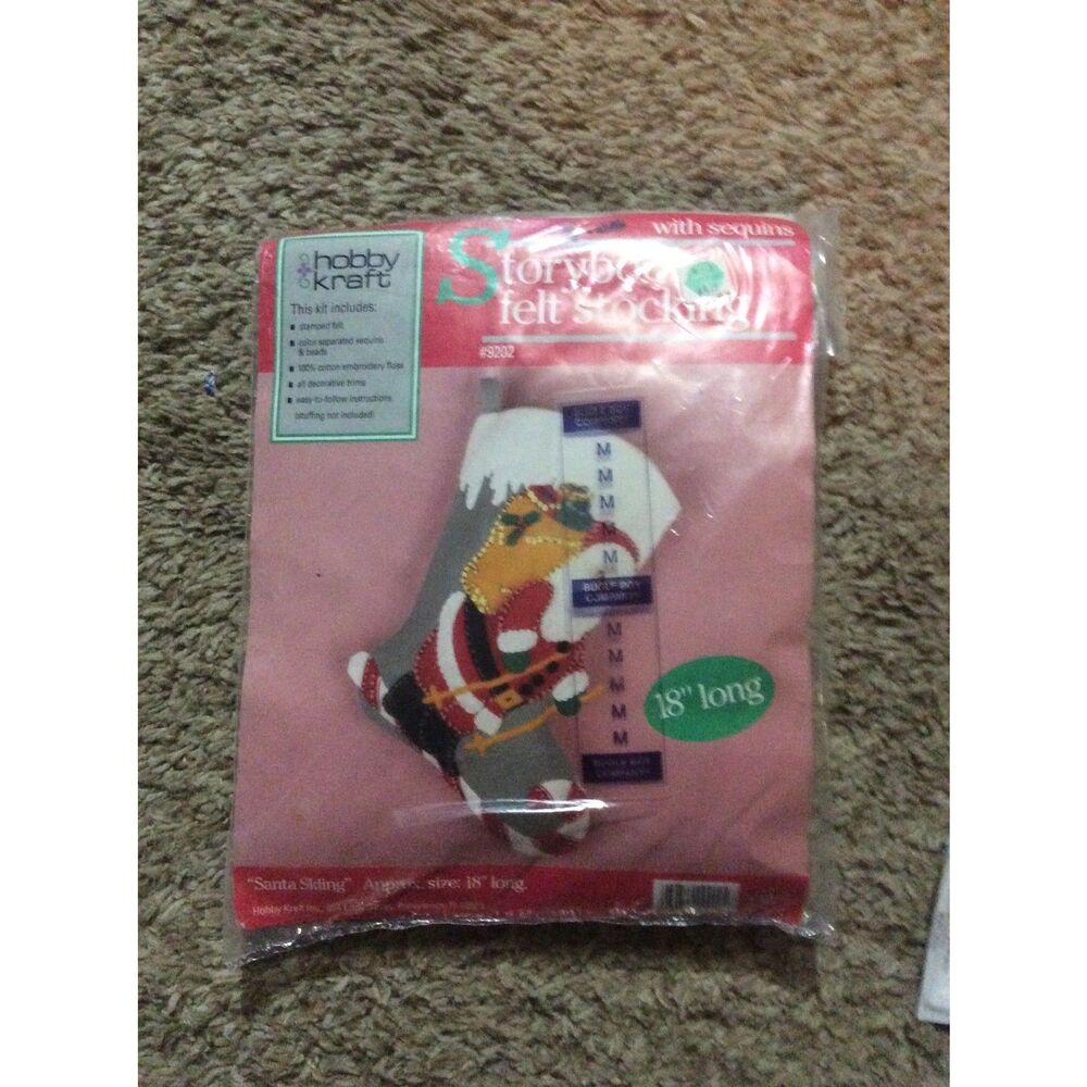 Storybook 18" Felt Stocking Kit Skiing Santa NEW
